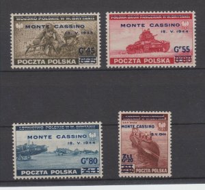 POLAND ISSUE IN EXILE DURING WW2 SCOTT 3K17-3K20 SCARCE MONTE CASSINO PERFECT NH