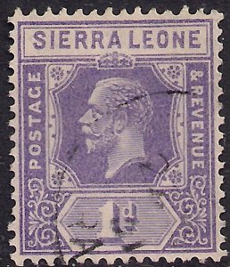 Sierra leone 1921 - 27 KGV 1d Bright Violet used Die 2 SG 132a ( G519 )