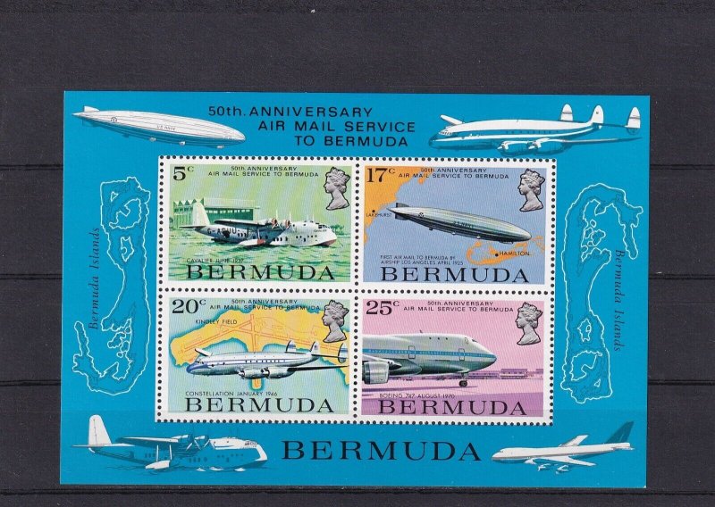 SA16d Bermuda 1975  Airmail service to Bermuda, 50th anniv mint minisheet