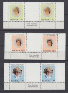 Z4997 JL stamps 1982 barbuda gutter pair set #540-3 royality