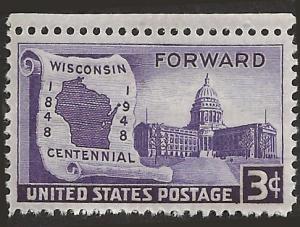 # 957 MINT NEVER HINGED WISCONSIN STATEHOOD 100TH ANNIV.