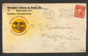 USA #319 STAMP BECKER GLASS & PAINT AD BUFFALO NEW YORK COVER 1904