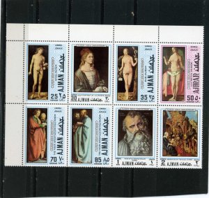 AJMAN 1970 PAINTINGS BY ALBRECHT DURER SHEET OF 8 STAMPS PERF. MNH