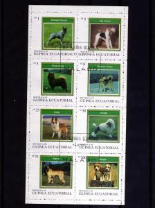 Equatorial Guinea 1977 Various Dogs Sheet Perforated CTO Fine Used