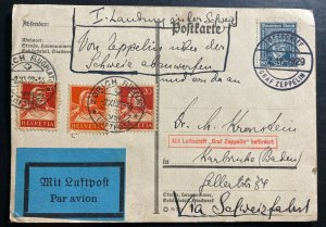 1929 Germany Graf Zeppelin LZ 127 Postcard Airmail Cover To Zurich Switzerland