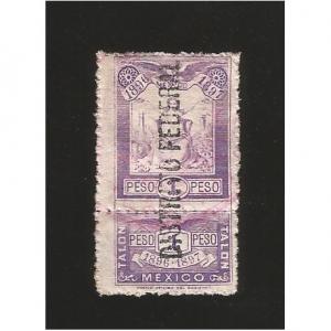 E)CIRCA 1900 MEXICO, REVENUE STAMP MEXICO, OVERLOAD FEDERAL