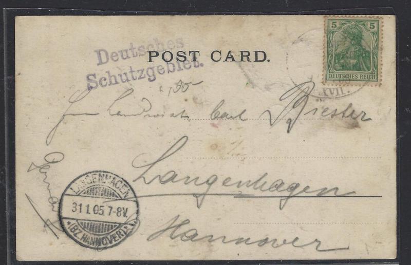 GERMAN CAMEROUN (P1809B) 1905 5PF 0N PPC  DEUTSCHE SCHUTZGEBIET TO GERMANY