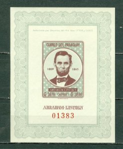 PARAGUAY 1963 LINCOLN #C313  AIRMAIL SOUVENIR SHEET MNH...$10.00