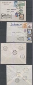 COLOMBIA 1954-55 TWO R-AIRMAIL COVERS BOGOTA-BIENNE RATED 1.26P & 1.23P F,VF 