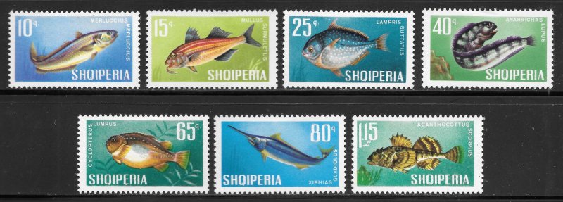 Albania Scott 1005-11 Unused HOG - 1967 Fish Set - SCV $7.10