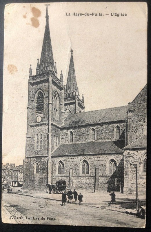 1909 Jersey Channel Island England RPPC Postcard Cover La Haye Du Puits Church