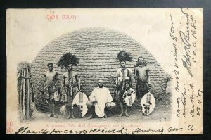 1907 Cape Of Good Hope South Africa RPPC Postcard Cover Stanford USA ZULU CHIEF