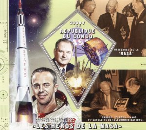 Congo 2014 SPACE NASA Alan Shepard Keith & Glennan s/s Perforated Mint (NH)