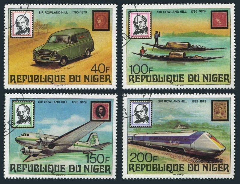 Niger 474-477,CTO.Michel 662-665. Sir Rowland Hill,1979.Truck,Train,Canoe,Plane.