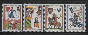 Liechtenstein 381-384 Minnesinger set MNH 2022 Scott c.v. $3.15