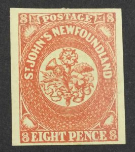 MOMEN: NEWFOUNDLAND SG #8 IMPERF MINT OG H £400 LOT #63683