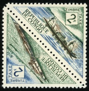 CONGO - VF+/MNH Sc J36a - 1961 2fr-Early & Modern Transportation, Pair, J36, J42