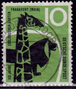 Germany, 1958, Frankfurt Zoo - Lion & Giraffe, 10pf, sc#784, used