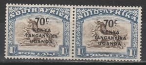 KENYA UGANDA & TANGANYIKA 1941 GNU 70C ON 1/- PAIR