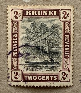 Brunei 1911 2c brown & black with violet cancel.  Scott 16, CV $1.50.  SG 36