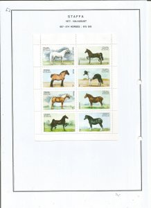 STAFFA - 1977 - Horses - Perf 8v Sheet - Mint Light Hinged - Private Issue