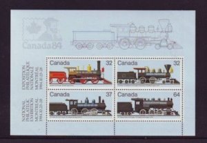 Canada Sc 1039a 1984 Steam Engines stamp souvenir sheet mint NH