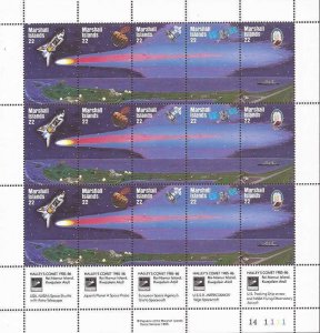 Marshall Islands - 1985 Halley’s Comet - 15 Stamp Sheet - Scott #90a