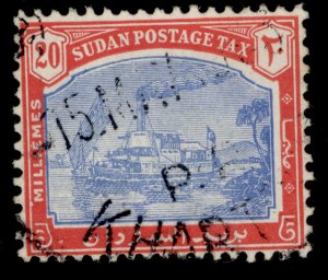 SUDAN GVI SG D15, 20m ultramarine & carmine, FINE USED. Cat £40.