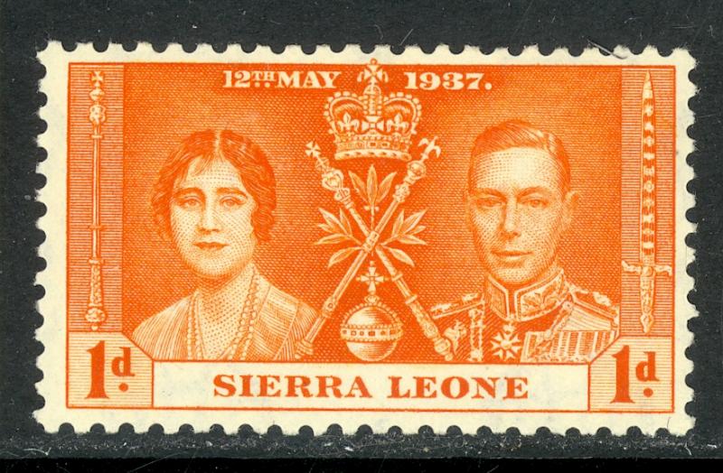 SIERRA LEONE 1937 1d KGVI CORONATION Issue Sc 170 MH