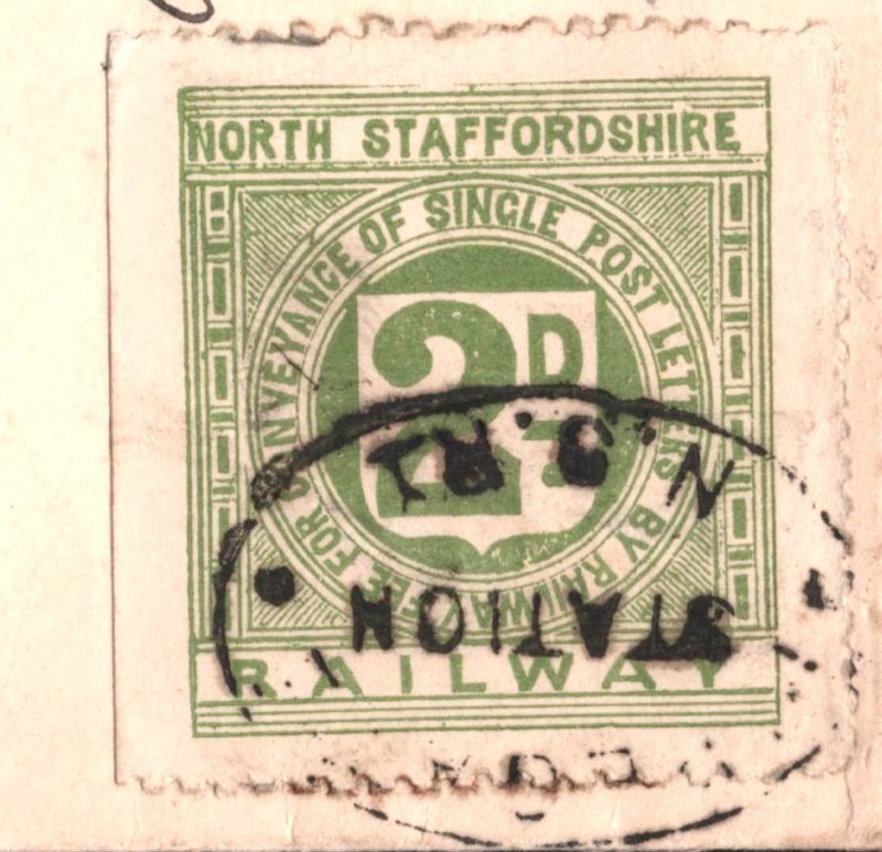 GB Salop N.STAFFS RAILWAY 2d Letter Stamp PIPEGATE STATION Cover CAMBRIDGE R224a 