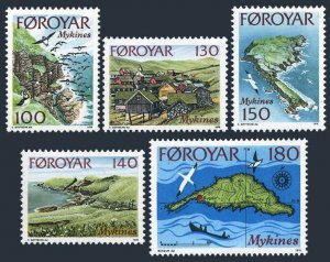 Faroe 31-35,MNH.Michel 31-35.Mykines Island,1978.North coast,Puffins,Village,Map