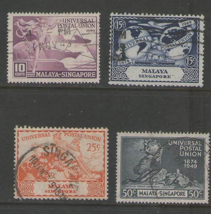 Malaya Singapore 1949 UPU Sc 23-26 or SG 33-36 FU