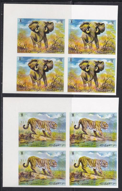 Umm Al Qiwain M # 478A-482A, Wild Animals, Imperf  Block, NH