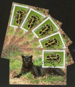 Eritrea 2001 Black Tiger Frog Wild Life Reptiles Fauna M/s Cancelled x 5 # 2825