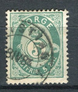 NORWAY; 1877-86 early classic 'ore' type used Shade of 5ore. + fair Postmark