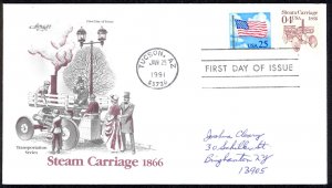 USA Sc# 2451 (Artmaster) FDC (Tucson, AZ) 1991 1.25 Steam Carriage coil