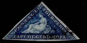 SOUTH AFRICA - Cape of Good Hope QV SG19, 4d deep blue, FINE USED. Cat £130.