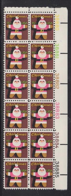 ALLY'S STAMPS US Plate Block Scott #1800 15c Christmas Santa Claus [12] MNH [R]