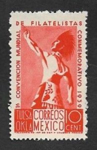 SE)1939 MEXICO, 1ST WORLD CONVENTION OF PHILATELISTS, INDIO 10C SCT747, MINT