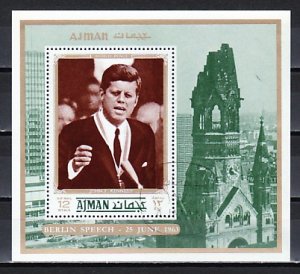 Ajman, Mi cat. 1253, BL388 A. President Kennedy s/sheet. Canceled. ^