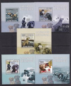 Guinea Bissau 2009 Dogs 5 S/Sheets Deluxe Edition MNH**