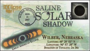 17-207, 2017, Total Solar Eclipse, Wilber NE, Event Cover, Pictorial Cancel