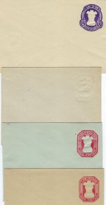 INDIA 1940s 3 COVER ERROR EMBOSSED TWO ANNAS COLOR OMITTED + 3 MINT ON DIFFERENT