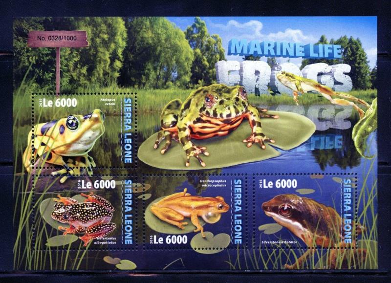 SIERRA LEONE 2016 MARINE LIFE FROGS  SHEET  MINT NH