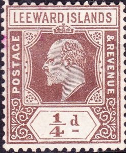 LEEWARD ISLANDS 1909 KEDVII ¼d Brown SG36 MH