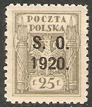 Eastern Silesia 1920 Scott 44 Overprint on Polish Stamp MLH