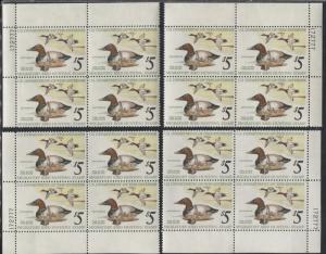 Complete Plate Block Sets of RW42 USA 1975 Federal Migratory Bird Hunting Stamps