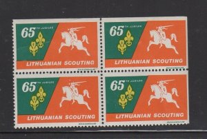 USA Advertising Stamp - 65th Jubilee Lithuanian Scouting, Block of 4 MNH