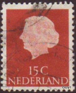 Netherlands 1953 Sc#346, SG#777 15c Red Queen Juliana USED.