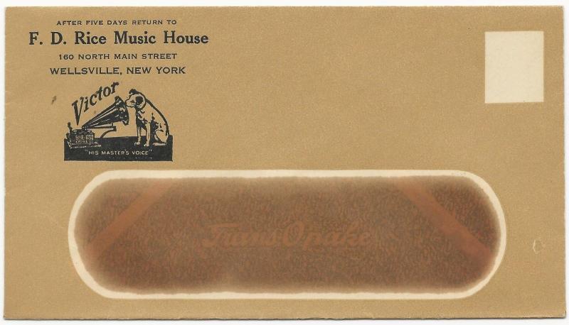 US Mint ADV Cover F.D. Rice Music House Wellsville, New York Pianos Victrolas